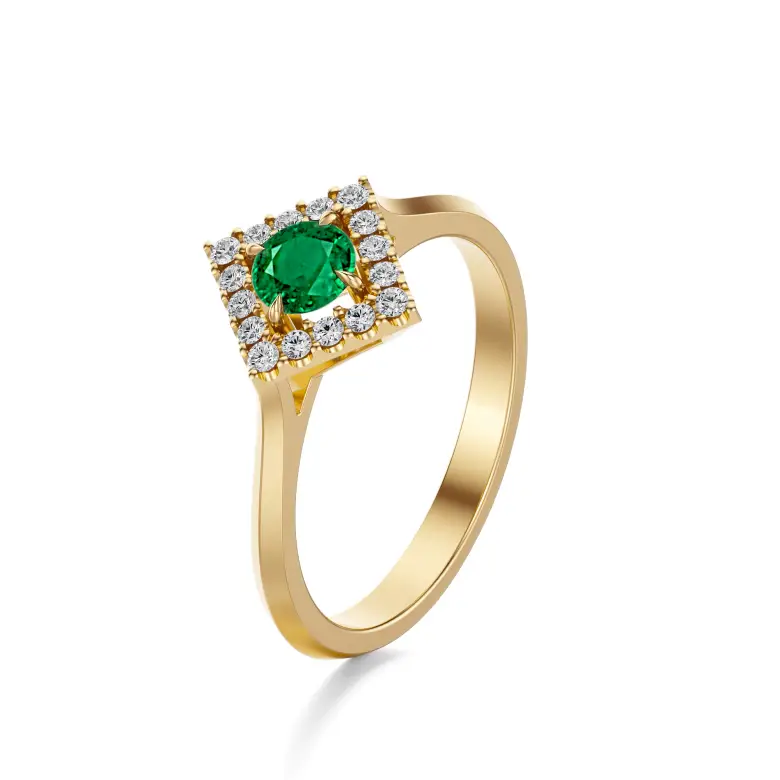 Pierścionek z szmaragdem i brylantami AJPZ_077